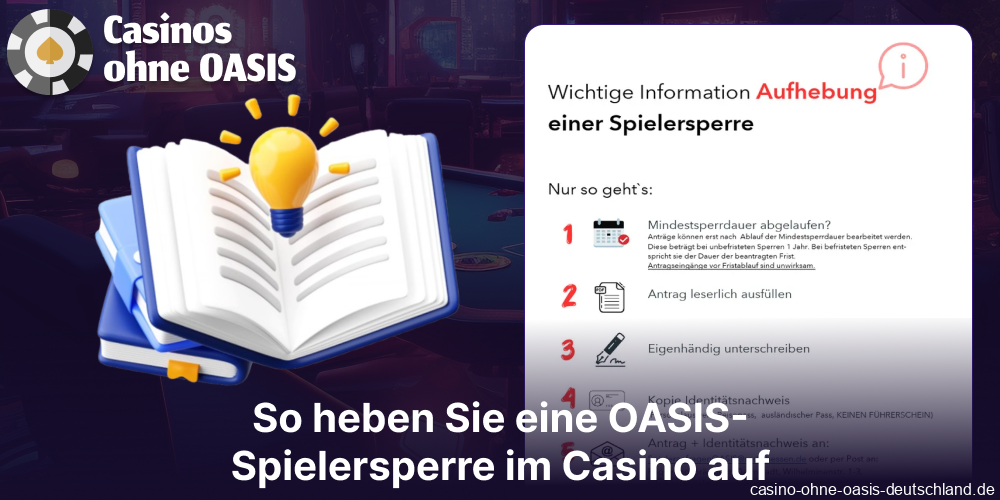 Anweisungen zur Aufhebung einer OASIS-Spielersperre für Spieler aus Deutschland